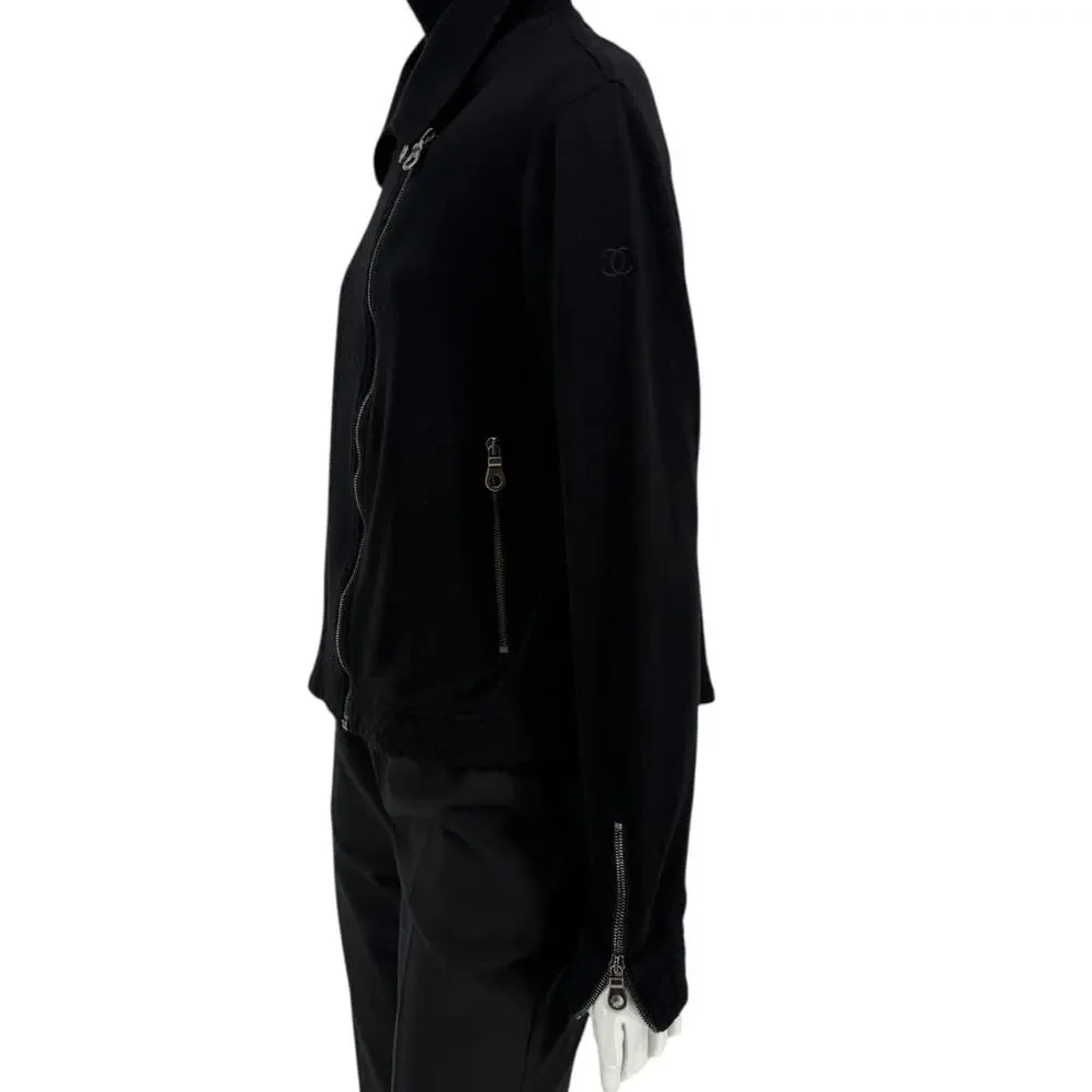 Chanel Black Quilted Wool Moto Zip Jacket – Size 46